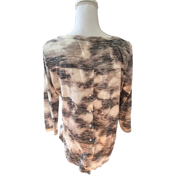 Rose & Olive Lightweight Sweater Top Cream Brown Taupe Print L - Picture 3 of 5